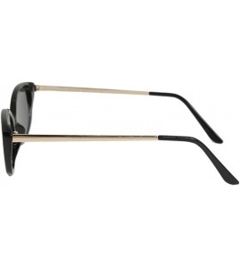 Oval Solid Fashion Goggle Cat Eye Tinted Lens UV Protection Metal Arms Lightweight Sunglasses - Black - C718ILU7IGA $24.53