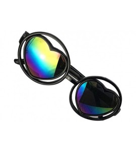 Round Kid Child Glasses Heart Dazzling Reflective Round Love Shade Decorative Sunglasses UV400 - Colorful - CS198E4E4IU $19.71