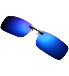 Oval Men Women Detachable Vision Lens Metal Polarized Clip On Sunglasses - Blue - CS18GYC0IXO $13.07