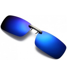 Oval Men Women Detachable Vision Lens Metal Polarized Clip On Sunglasses - Blue - CS18GYC0IXO $13.07