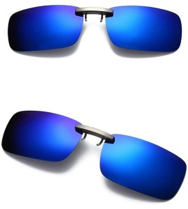 Oval Men Women Detachable Vision Lens Metal Polarized Clip On Sunglasses - Blue - CS18GYC0IXO $13.07