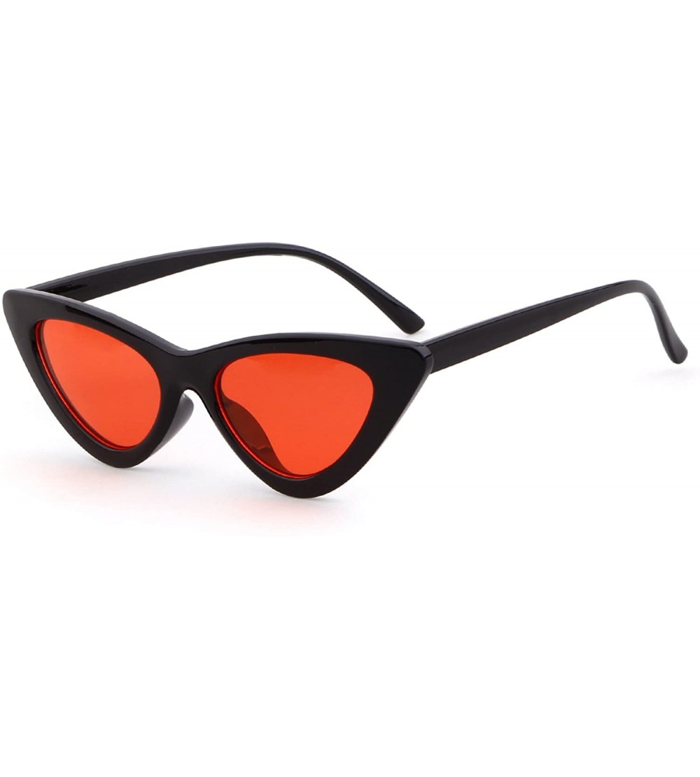 Goggle Cat Eye Sunglasses Vintage Mod Style Retro Kurt Cobain Sunglasses - Black Frame/Red Lens - C6188AE07TR $18.09
