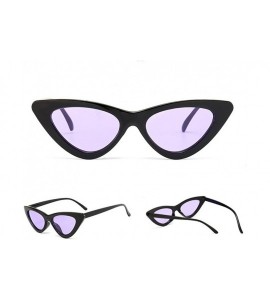 Cat Eye Small Frame Skinny Cat Eye Sunglasses for Women Colorful Lens Mini Narrow Retro Cateye Vintage Sunglasses - B - CK190...