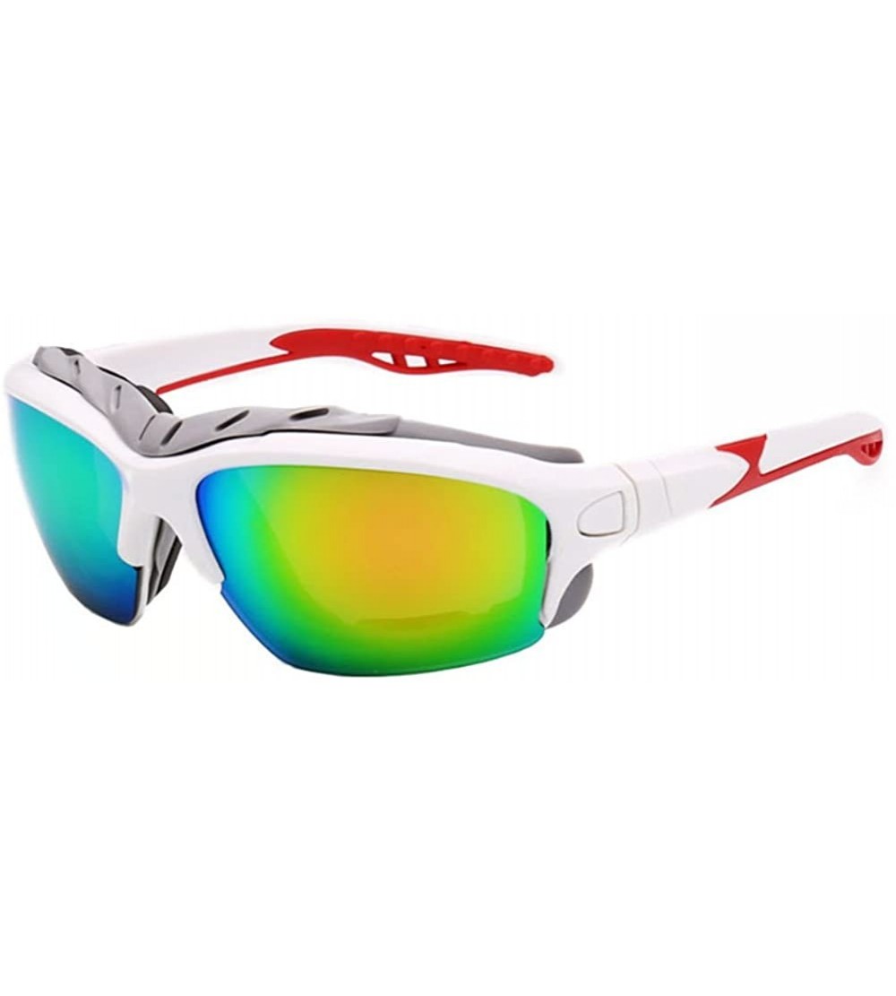 Goggle Men Reflective Mirror UV Sunglass Women Outdoors Sport Goggles Glasses - White - C71825L2LGZ $18.58