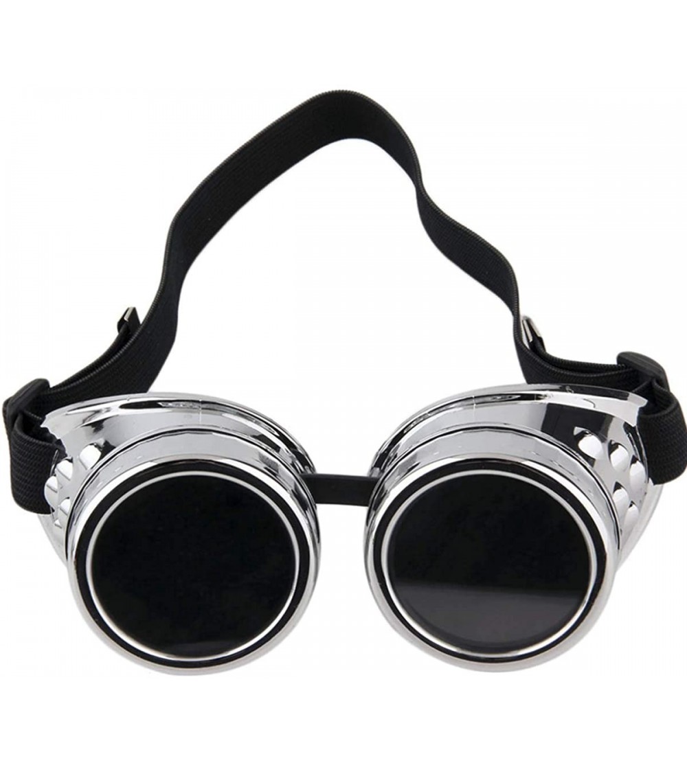 Goggle Steampunk Goggles Glasses Vintage Welding Cyber Punk for Motorcycle Bicycle - Silver - CD18K66RCQD $21.56