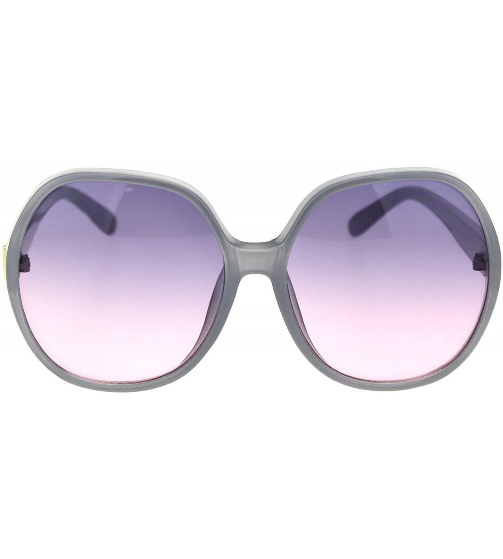 Oversized Womens Oversize Mod Large Round Butterfly Plastic Fashion Sunglasses - Slate Purple Pink - CP18S55HUYM $18.90