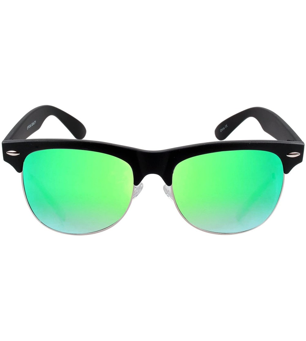 Semi-rimless Fashion Half Frame Semi-Rimless Sunglass - Green Mirror Lens - CP18E6MWW74 $17.53