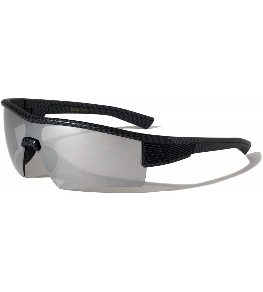 Sport Rimless Sports Shield Graffiti Sunglasses - Grey Carbon Fiber - CS197LWGM6C $26.72