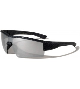 Sport Rimless Sports Shield Graffiti Sunglasses - Grey Carbon Fiber - CS197LWGM6C $26.72