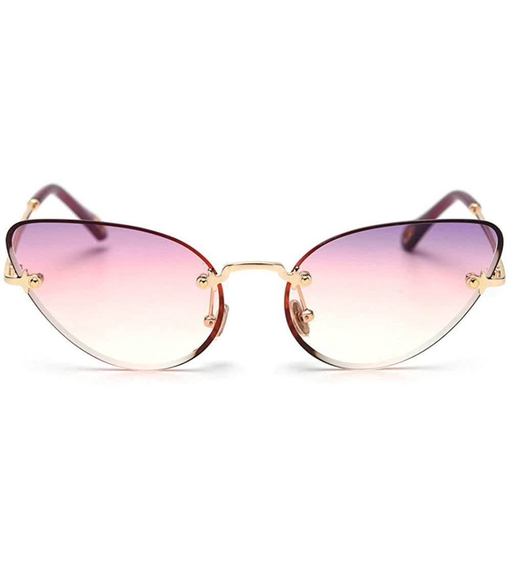 Butterfly 2019 latest frameless sunglasses women's brand designer marine lens butterfly women's fashion retro glasses - CL18O...