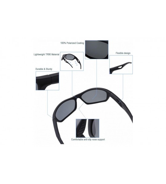 Rectangular Polarized Sunglasses Fashion Unbreakable TR90 for Outdoors Cycling Driving Fishing Golf Baseball Women & Men - CT...