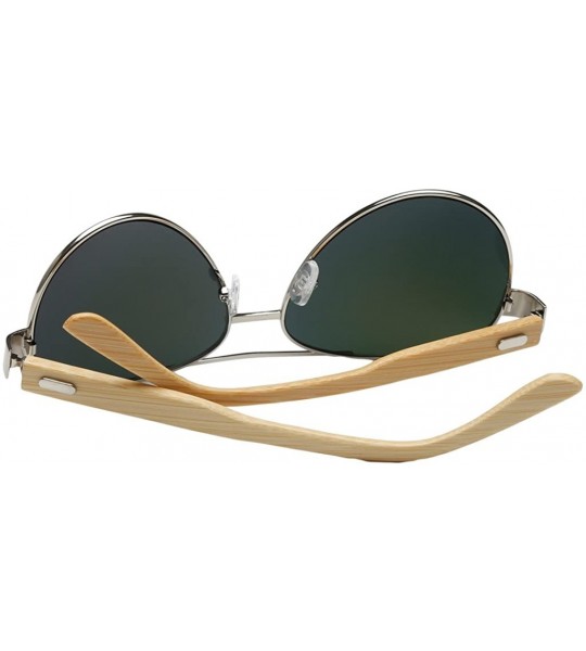 Oversized Unisex Wooden Bamboo Aviator Sunglasses Classic Retro Designer Uv400 60mm - Silver/Gold - CK12EMXXIU1 $25.41