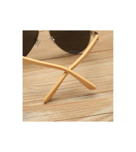 Oversized Unisex Wooden Bamboo Aviator Sunglasses Classic Retro Designer Uv400 60mm - Silver/Gold - CK12EMXXIU1 $25.41