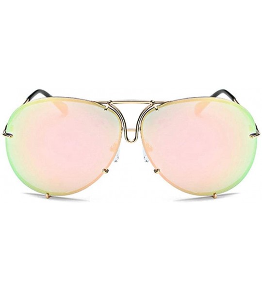 Square Women Retro Sunglasses Punk Sun Glasses Male Glasses Big Round Eyewear Clear Lens Sunglasses - 6 - CS18U9ZUNQN $22.34