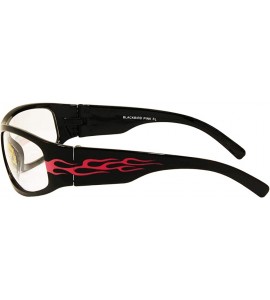 Wrap Birdz Blackbird Glossy Black Frame Pink Flame Sunglasses Clear Lens - CP12M0FGHDX $19.94