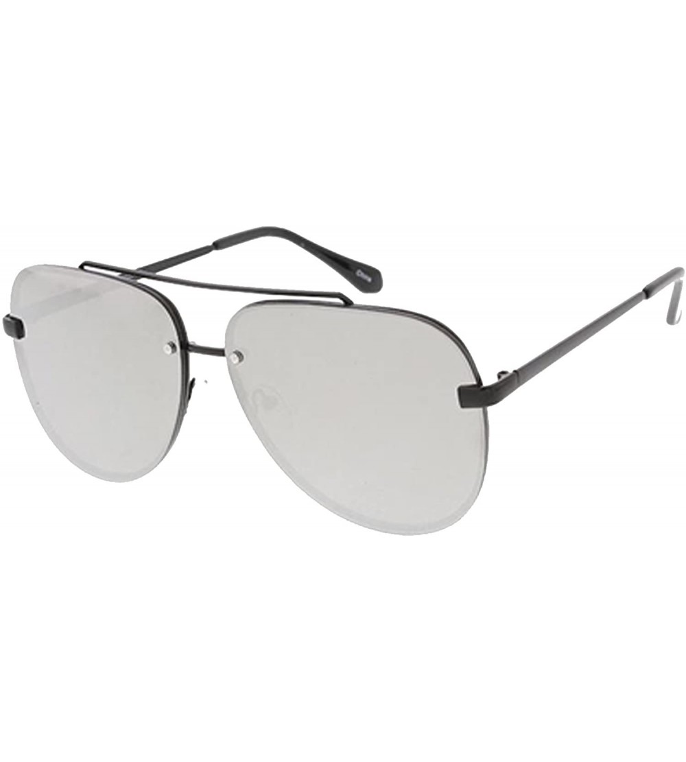 Rimless Unisex Metal Large Rimless Aviator w/Color Mirror Lens Sunglasses - Silver - CQ18G4LNSOA $23.61