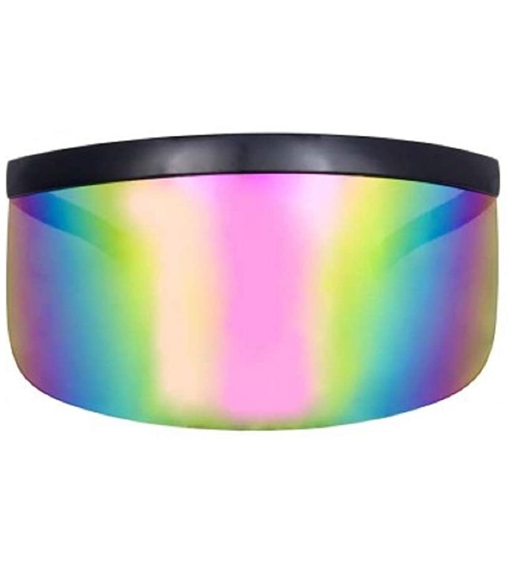Oversized Oversized Futuristic Shield Visor Sunglasses Flat Top Mirrored Mono Lens - Multicolor - CI193OKHOTO $25.99