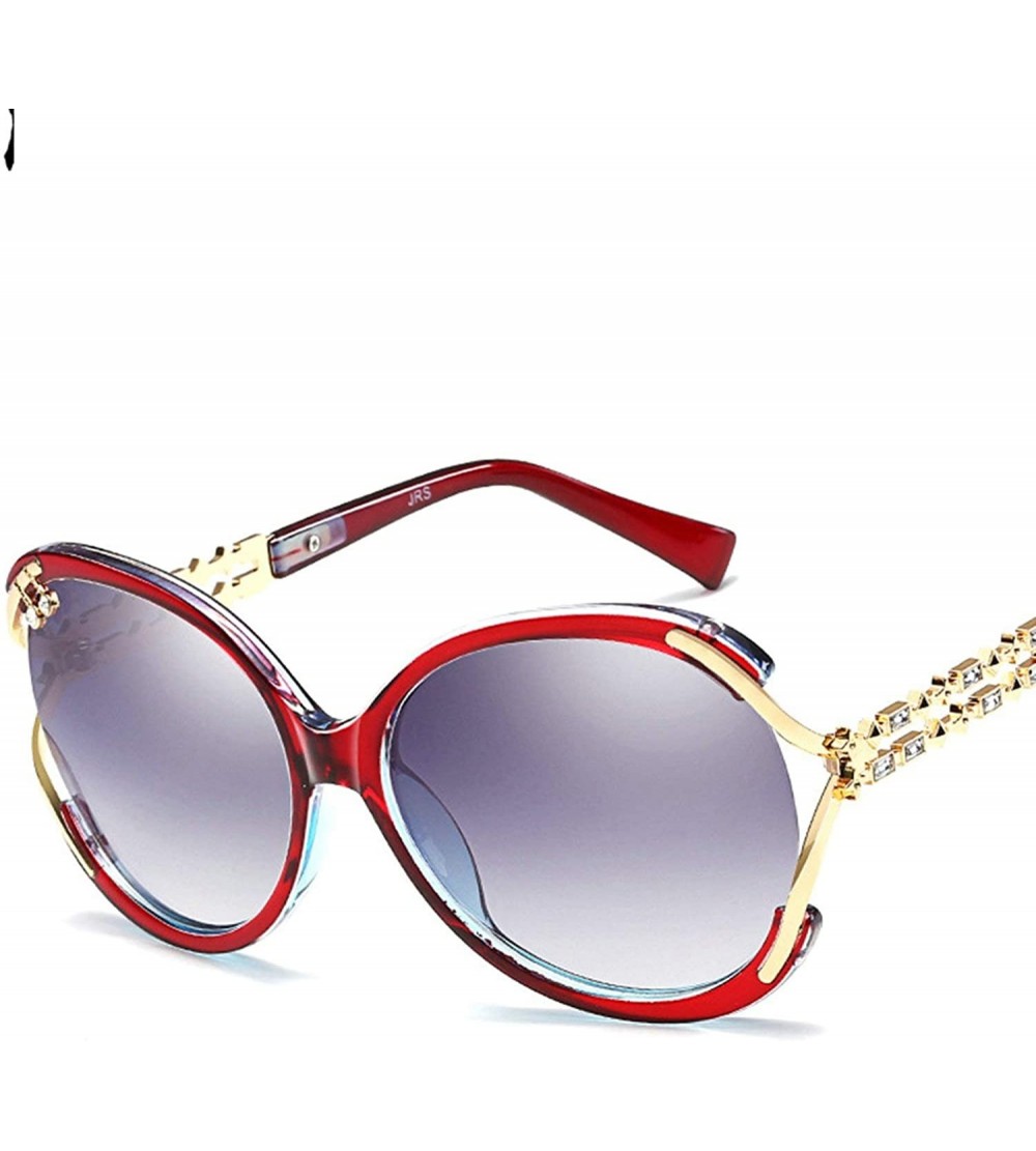 Oversized Classic style Rectangle Crystal Legs Sunglasses for Women PC UV400 Sunglasses - Wine Red - CN18T63TU9T $28.84