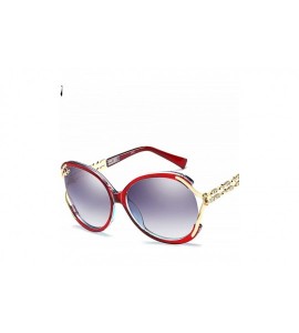 Oversized Classic style Rectangle Crystal Legs Sunglasses for Women PC UV400 Sunglasses - Wine Red - CN18T63TU9T $28.84