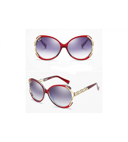 Oversized Classic style Rectangle Crystal Legs Sunglasses for Women PC UV400 Sunglasses - Wine Red - CN18T63TU9T $28.84