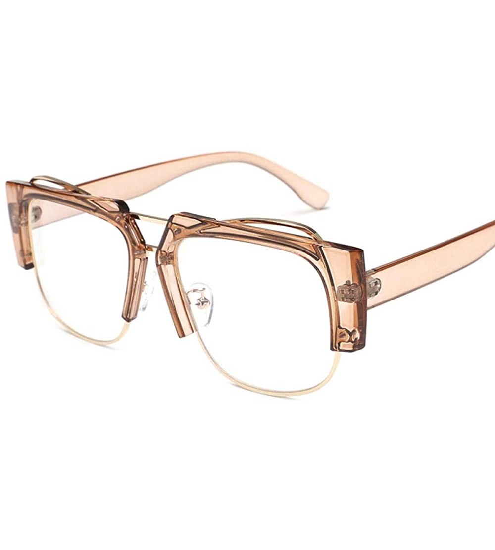Oval half frame sunglasses personality square glasses Transparent - CG1983CTQHH $57.83