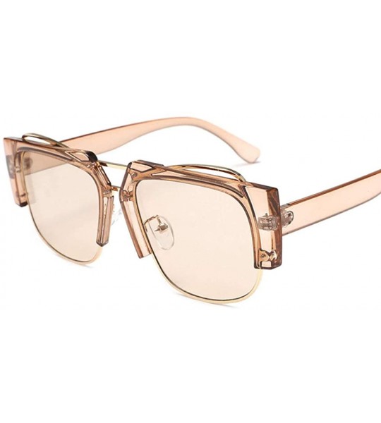 Oval half frame sunglasses personality square glasses Transparent - CG1983CTQHH $57.83