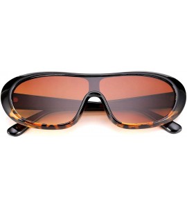 Goggle Women Classic Oval Sunglasses One Piece Design Clout Glasses B2579 - 03 Black-leopard - CN1960G5S00 $19.98