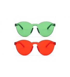 Rimless Women One Piece Rimless Transparent Tinted Sunglasses Colored Lens - Red Ad Green 58mm - CN18QR4872Z $29.47