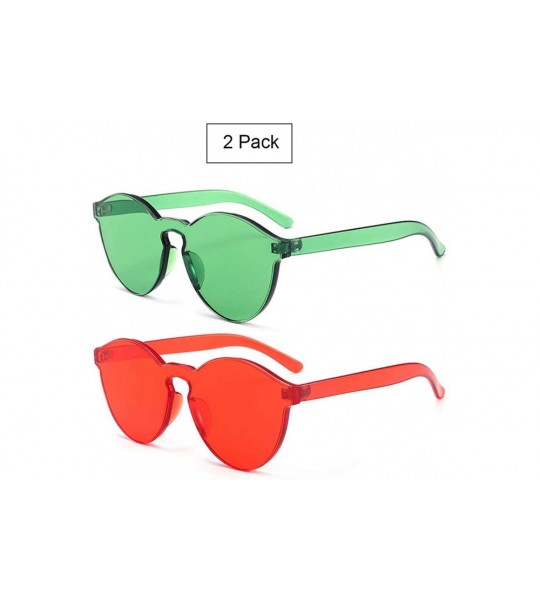 Rimless Women One Piece Rimless Transparent Tinted Sunglasses Colored Lens - Red Ad Green 58mm - CN18QR4872Z $29.47