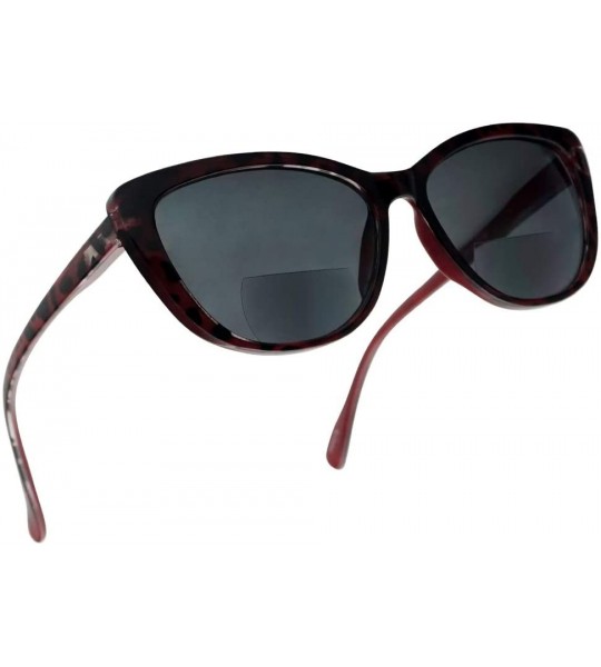 Oversized Bi Focal Readers Inspired Prescription Sunglasses - Red Tortoise Frame - CM18Q2668YG $27.96