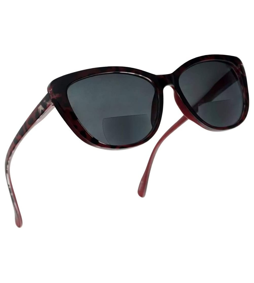 Oversized Bi Focal Readers Inspired Prescription Sunglasses - Red Tortoise Frame - CM18Q2668YG $27.96