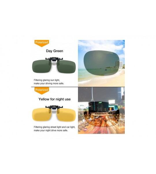 Round Clip-on Sunglasses - Unisex Polarized Frameless Rectangle Lens - Dark Green+yellow - CJ12G8WCXC3 $20.88