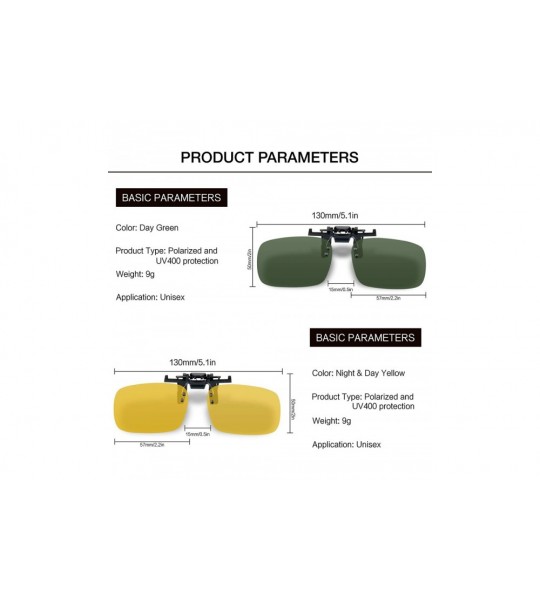 Round Clip-on Sunglasses - Unisex Polarized Frameless Rectangle Lens - Dark Green+yellow - CJ12G8WCXC3 $20.88