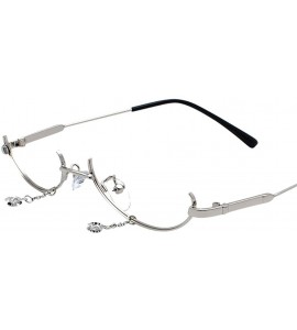 Rimless Women Half Frame Fashion None lens Chain Pendant Decoration Vintage Alloy Semi Rimless MOLO - Silver - CL196QYWUTC $1...