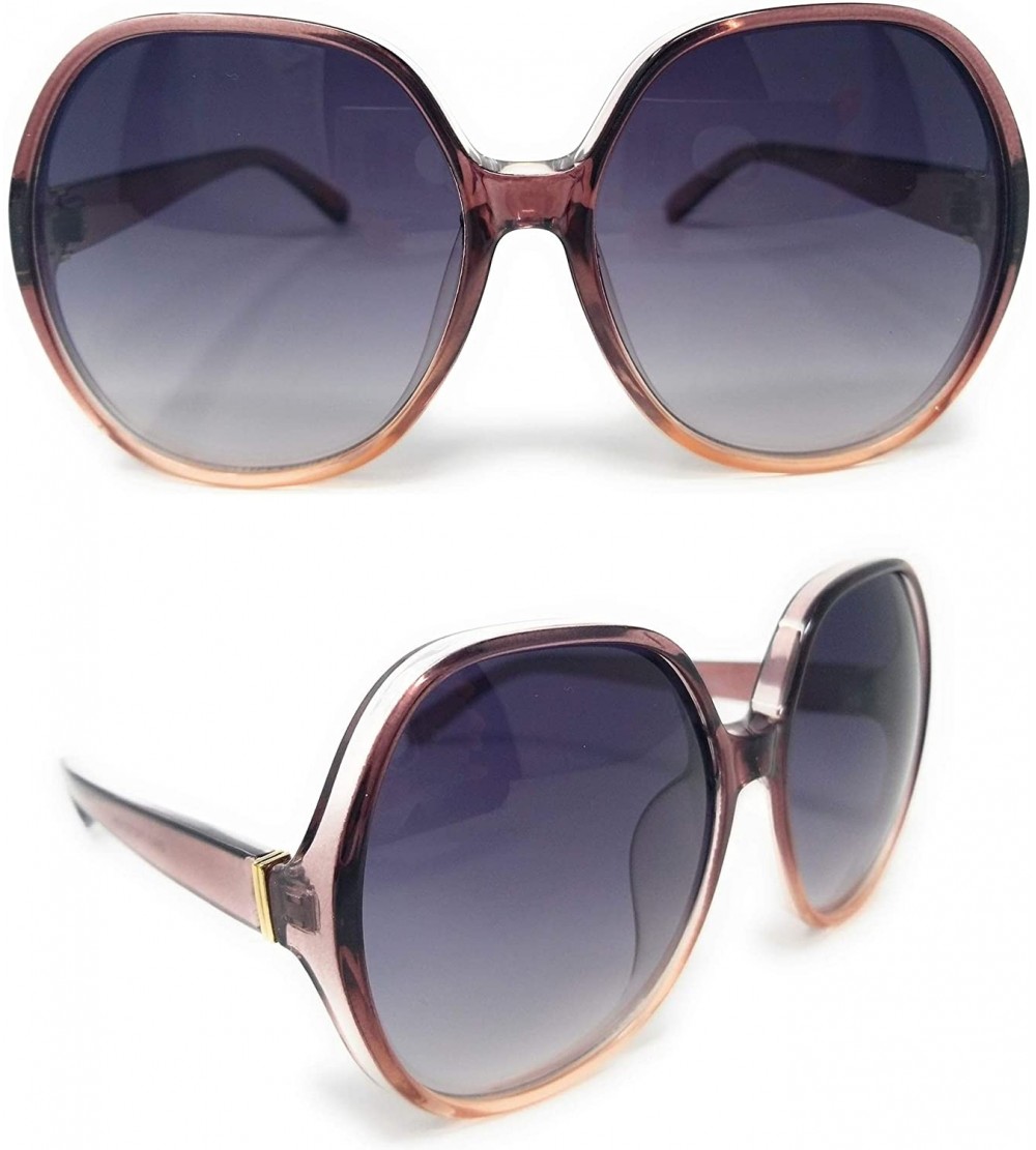 Round Women Retro 70s 80s 90s Oversized Round Black Elegant Style Sunglasses-SM1125 - Pink - C918LDLG6OO $26.83