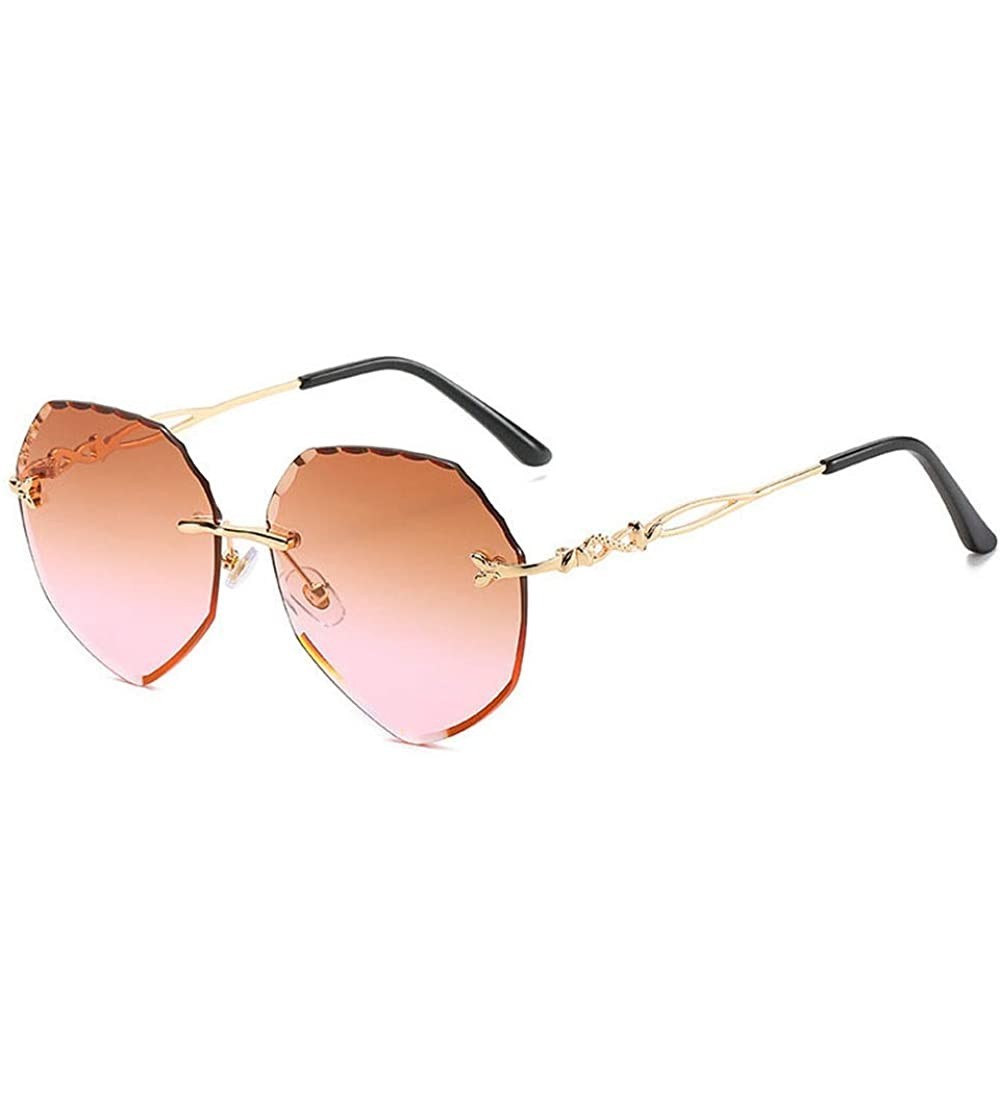 Rimless Rimless Cut Edge Sunglasses Irregular Ocean Slice Sunglasses for Lady - 2 - CX198R9SANW $50.82