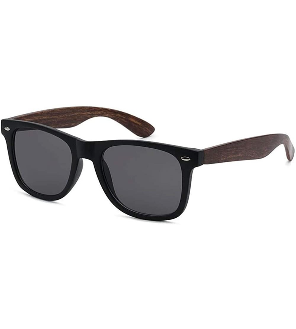 Wayfarer Faux Wood Black Frame Classic Sunglasses for Men & Women with UV400 Protection - CG18UYLY7XN $23.59