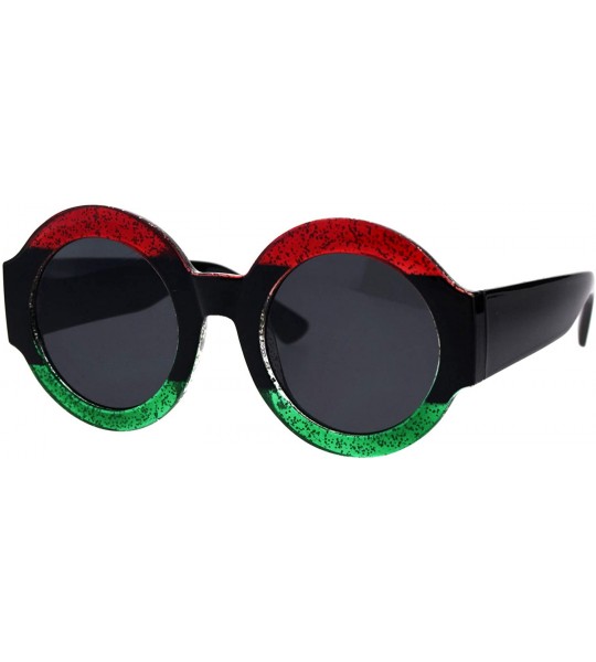 Round Thick Round Circle Frame Sunglasses Womens Stylish Chic Shades UV 400 - Red Black Green - C818NUWDQIG $20.42