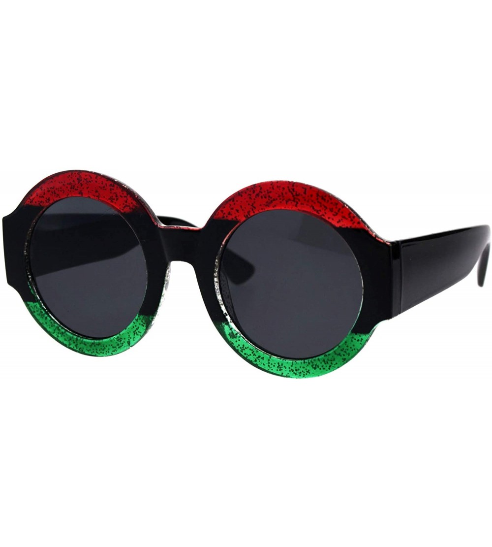 Round Thick Round Circle Frame Sunglasses Womens Stylish Chic Shades UV 400 - Red Black Green - C818NUWDQIG $20.42