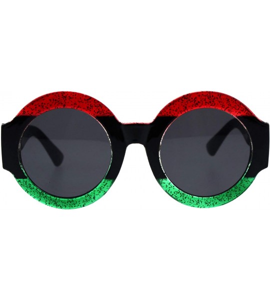 Round Thick Round Circle Frame Sunglasses Womens Stylish Chic Shades UV 400 - Red Black Green - C818NUWDQIG $20.42