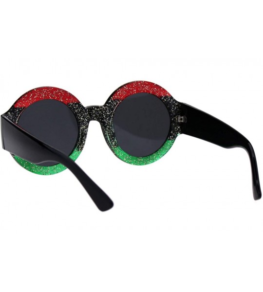 Round Thick Round Circle Frame Sunglasses Womens Stylish Chic Shades UV 400 - Red Black Green - C818NUWDQIG $20.42