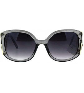 Rectangular Womens Unique Large Hoop Hinge Arm Designer Fashion Butterfly Sunglasses - Grey - CS17YU0KA4T $22.32