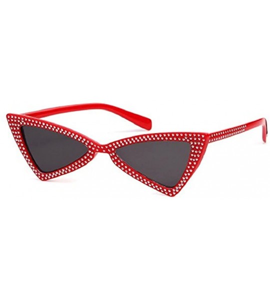 Goggle Cute Sexy Retro Rhinestone Small Cat Eye Sunglasses Women - E - C618CKHATI3 $16.78