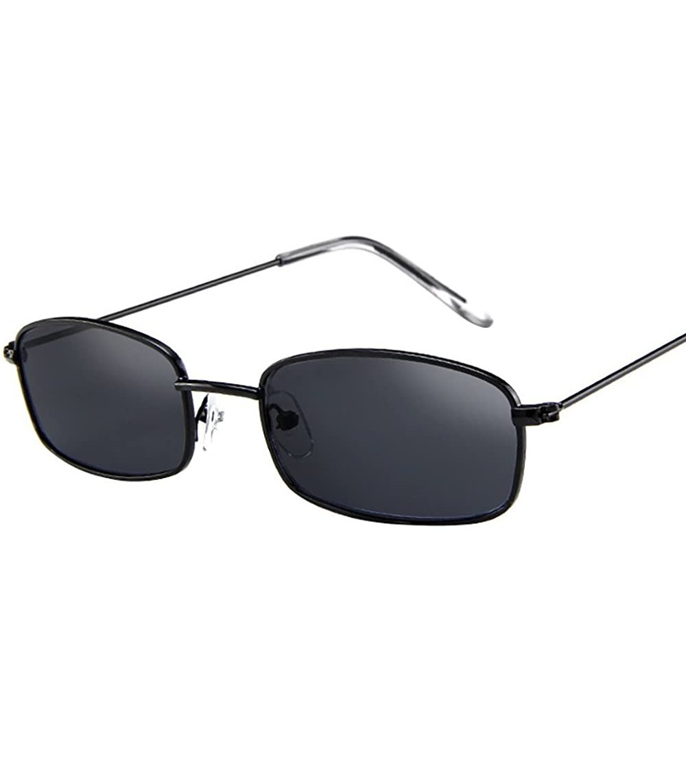 Rectangular Narrow Metal Rim Rectangular Hippie Sunglasses Slender Square Sunglasses - A - CS199SD60EU $15.88