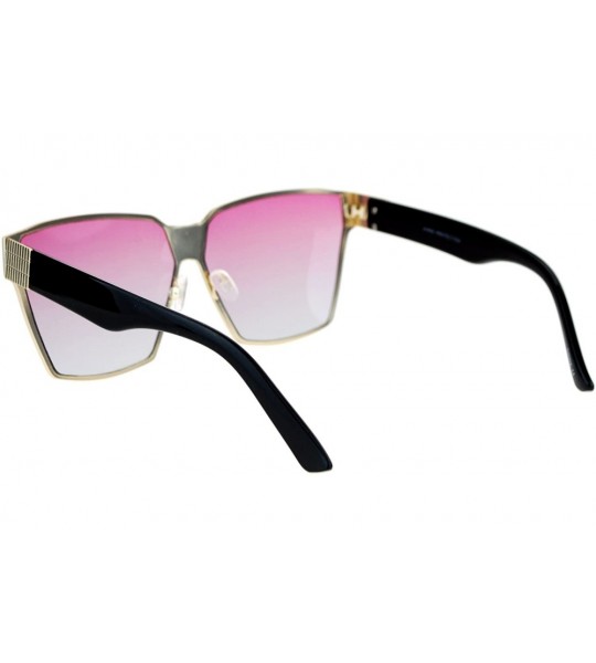 Butterfly Womens Color Gradient Futurism Oversize Diva Squared Butterfly Sunglasses - Gold Pink Black - C512N21WIDR $24.31