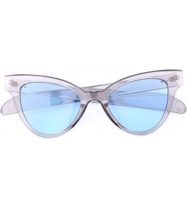 Goggle Classic Womens Cat Eye Glasses Sunglasses Tinted Lens UV400 Protection - Clear Blue Frame / Light Blue Lens - CC12NRKF...