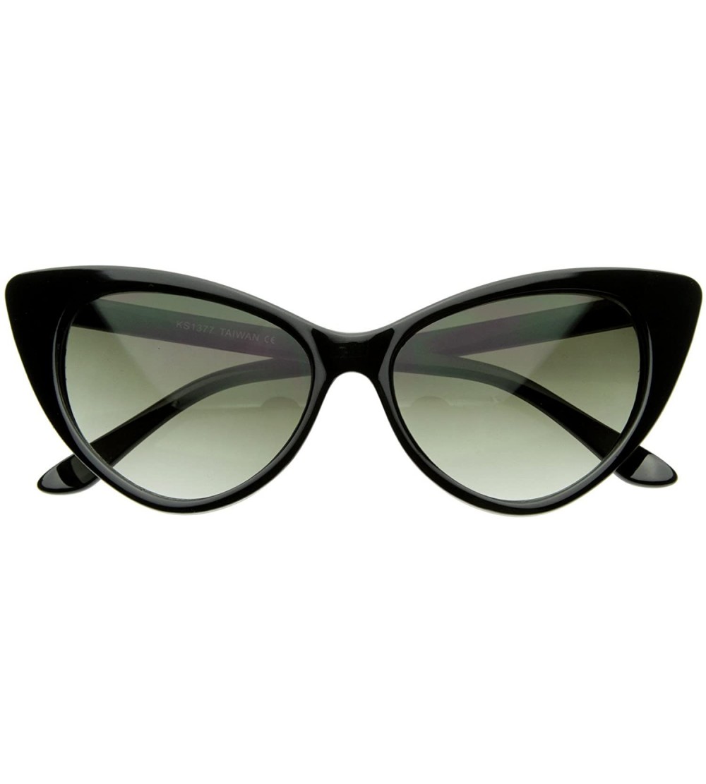 Cat Eye Designer Inspired Super Cat Eye Sunglasses Mystic Black Edition - CS11MN0D2SJ $18.87