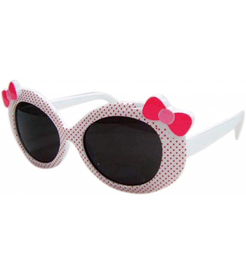 Oval Fashion UV400 Sunglasses for Kids - Ribbon - White - C818D230M0D $22.94