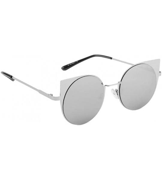 Round Unisex Fashion Small Frame Sunglasses-Vintage Retro Irregular Shape Sun Glasses - Silver - CW18OA5QD0Z $17.31