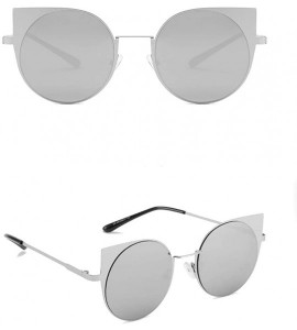 Round Unisex Fashion Small Frame Sunglasses-Vintage Retro Irregular Shape Sun Glasses - Silver - CW18OA5QD0Z $17.31